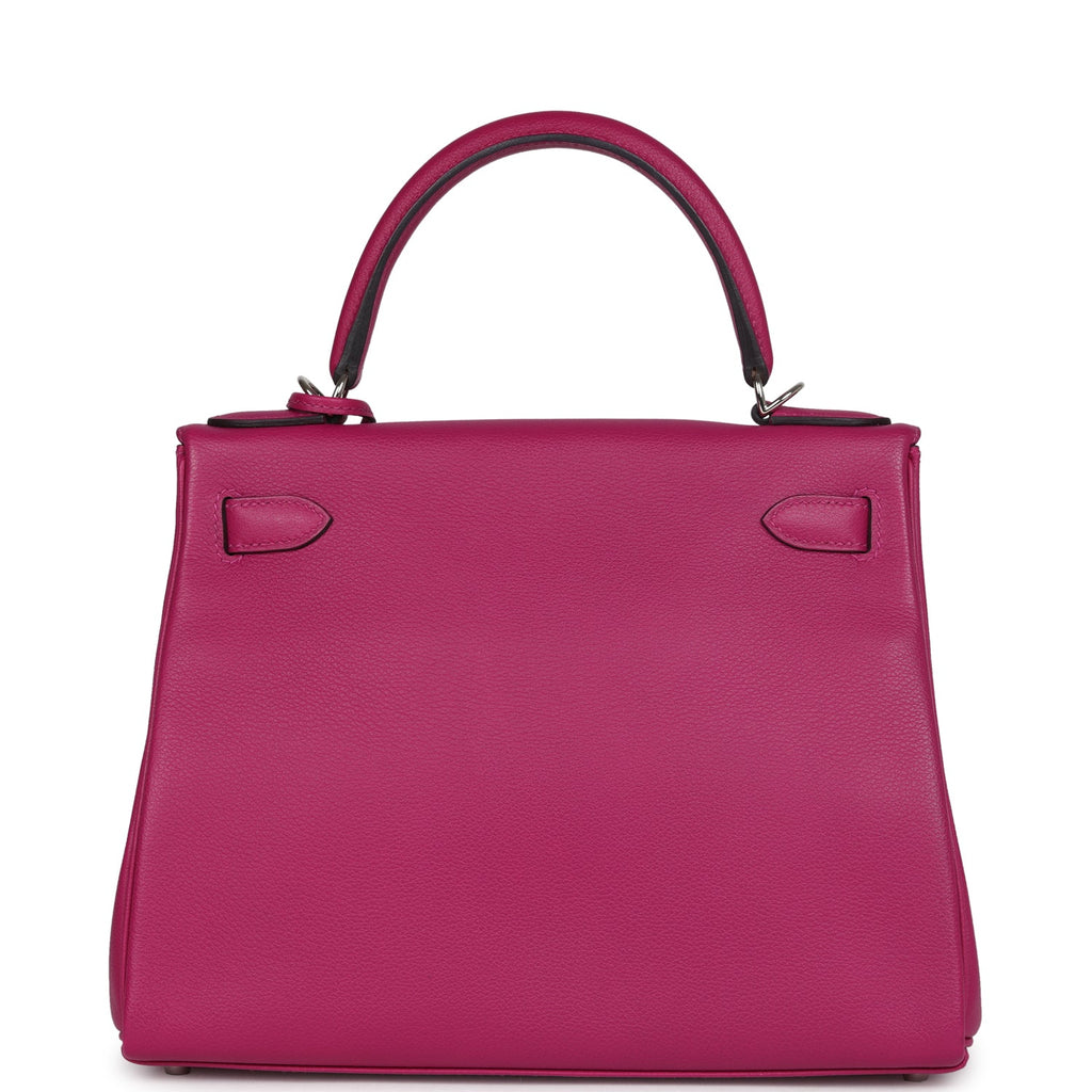 Hermes Kelly Retourne 28 Rose Poupre Evercolor Palladium Hardware - Exclusu