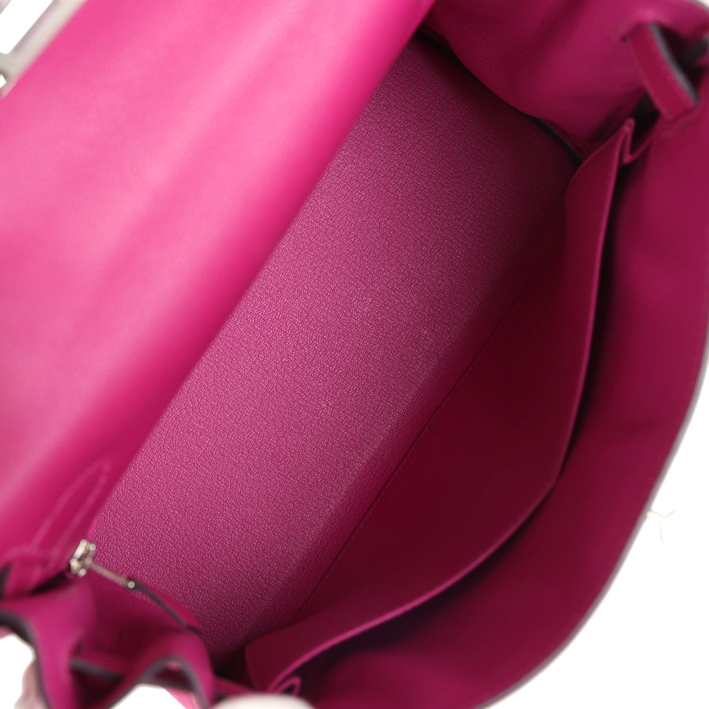 Hermes Kelly Retourne 28 Rose Poupre Evercolor Palladium Hardware - Exclusu