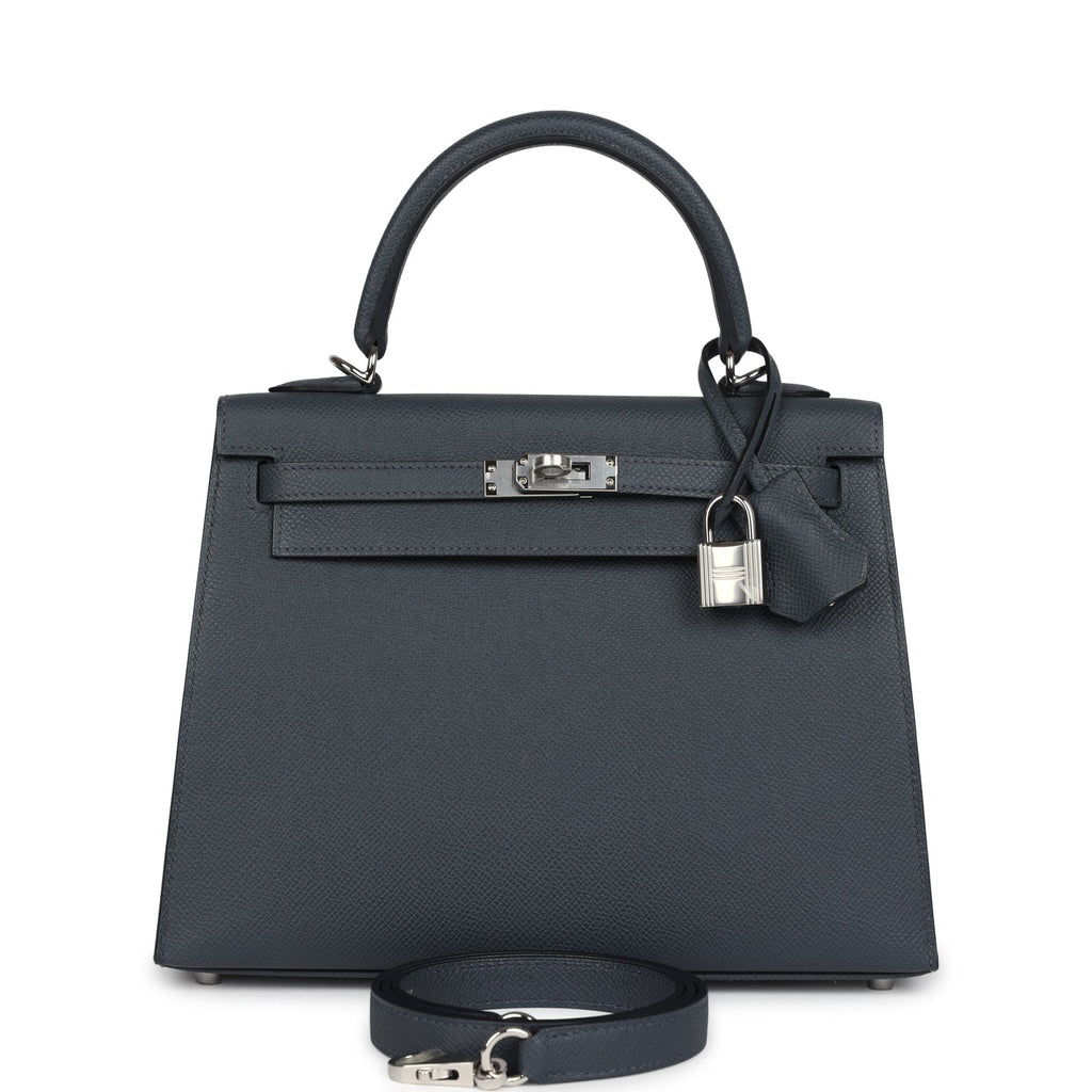 Hermes Kelly Sellier 25 Gris Misty Epsom Palladium Hardware - Exclusu