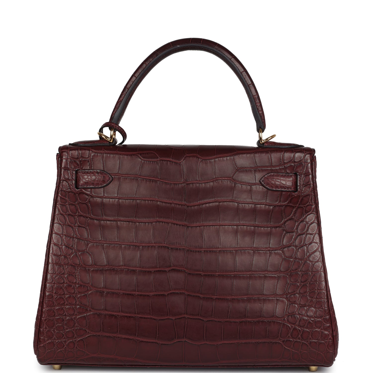 Hermes Kelly Retourne 28 Bordeaux Matte Alligator Gold Hardware - Exclusu