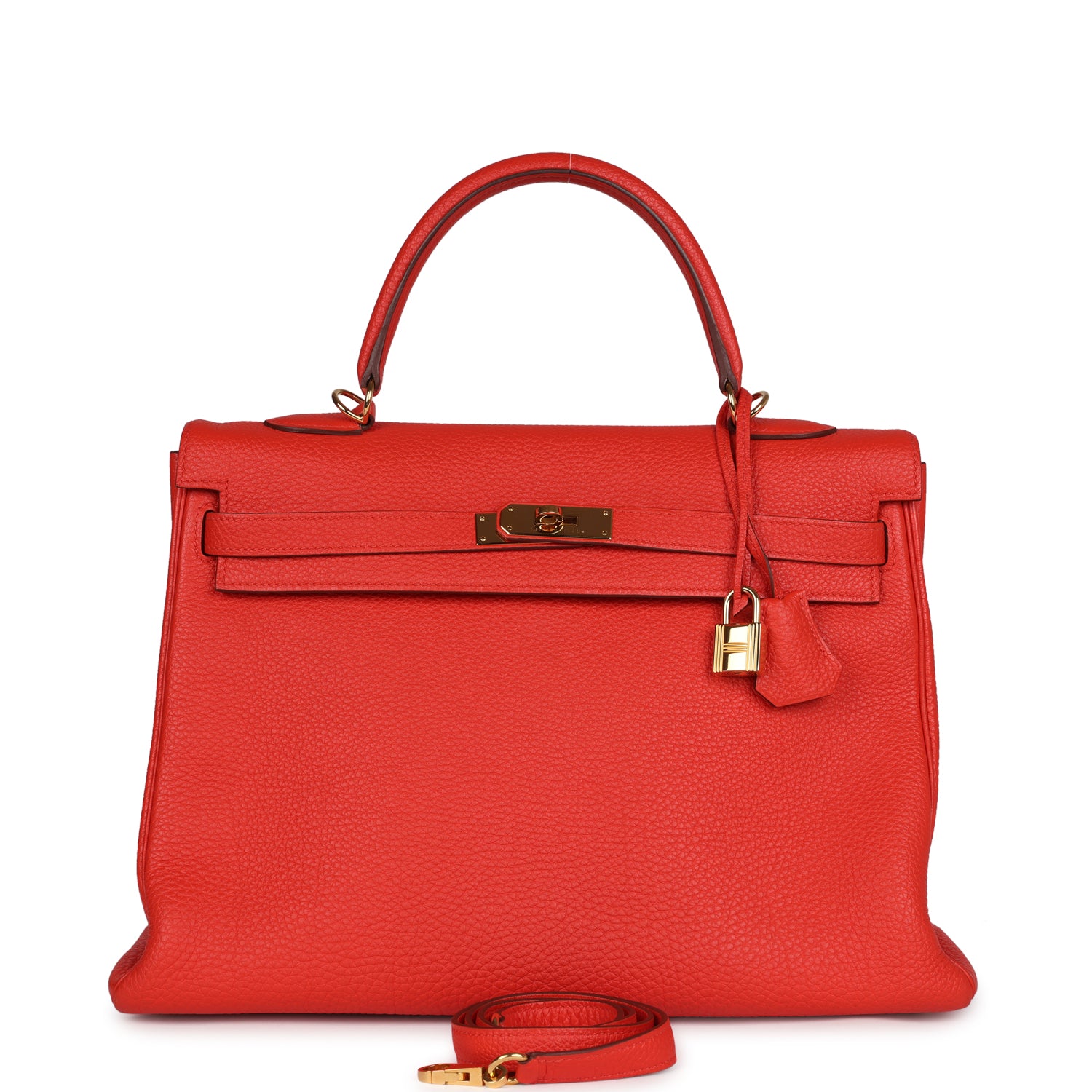 Hermes Kelly Retourne 35 Capucine Togo Gold Hardware - Exclusu