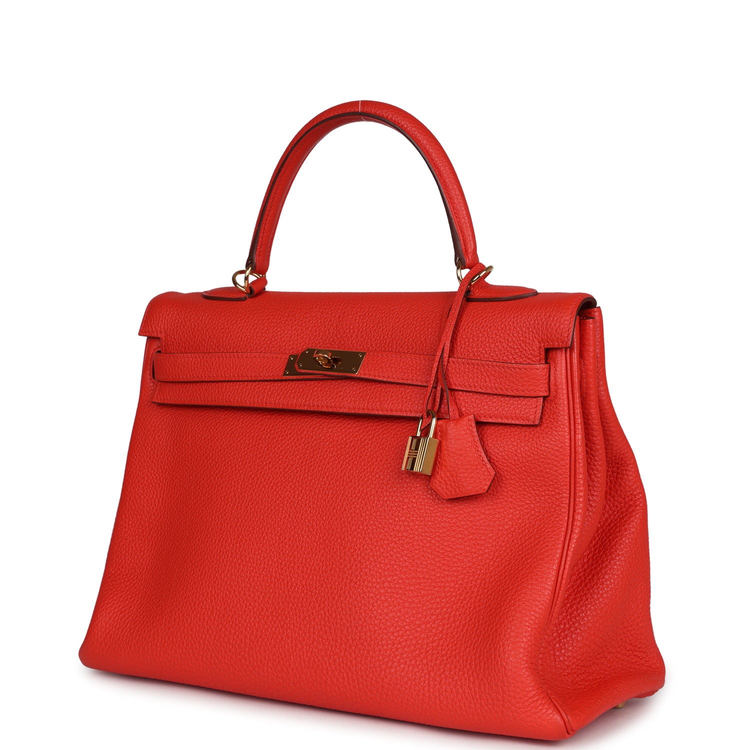 Hermes Kelly Retourne 35 Capucine Togo Gold Hardware - Exclusu