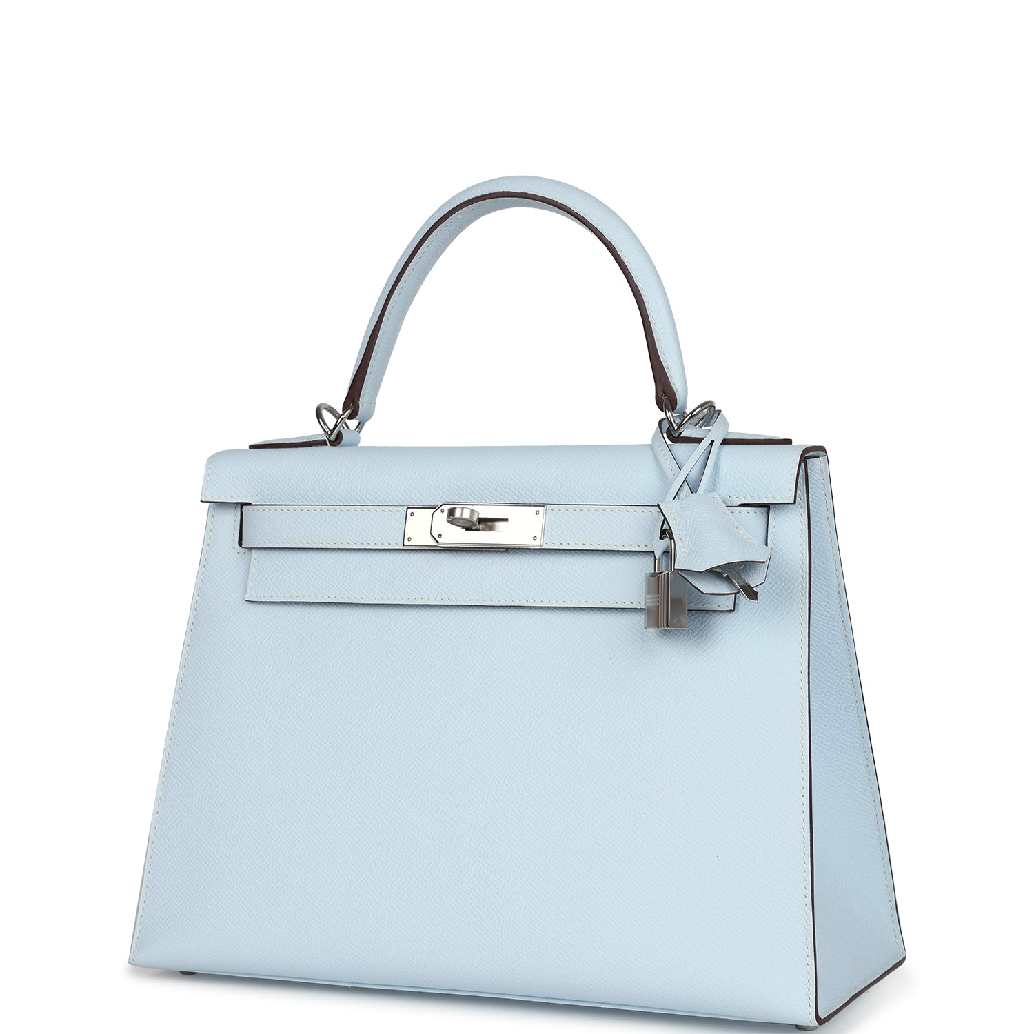 Hermes Kelly Sellier 28 Bleu Brume Epsom Palladium Hardware - Exclusu