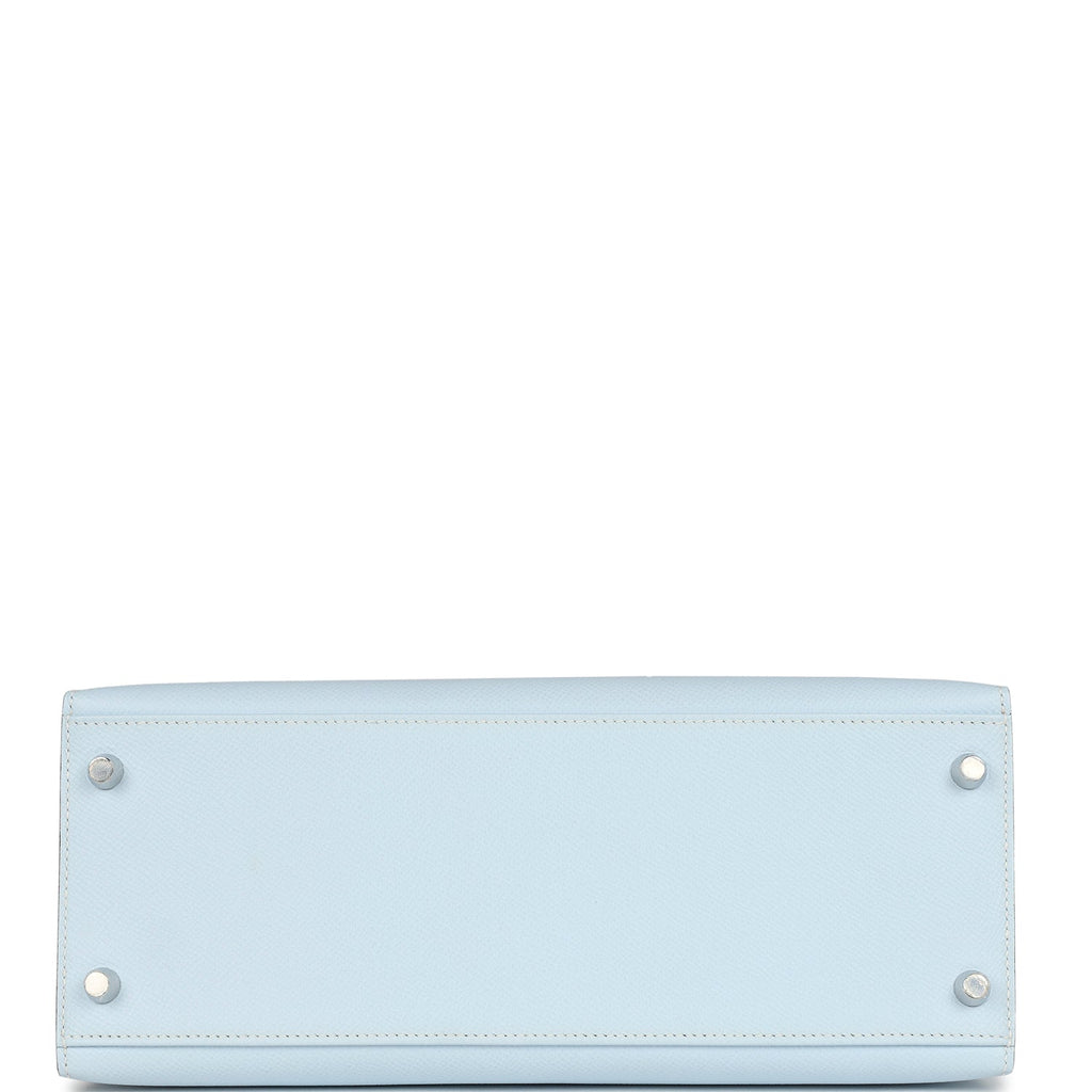 Hermes Kelly Sellier 28 Bleu Brume Epsom Palladium Hardware - Exclusu