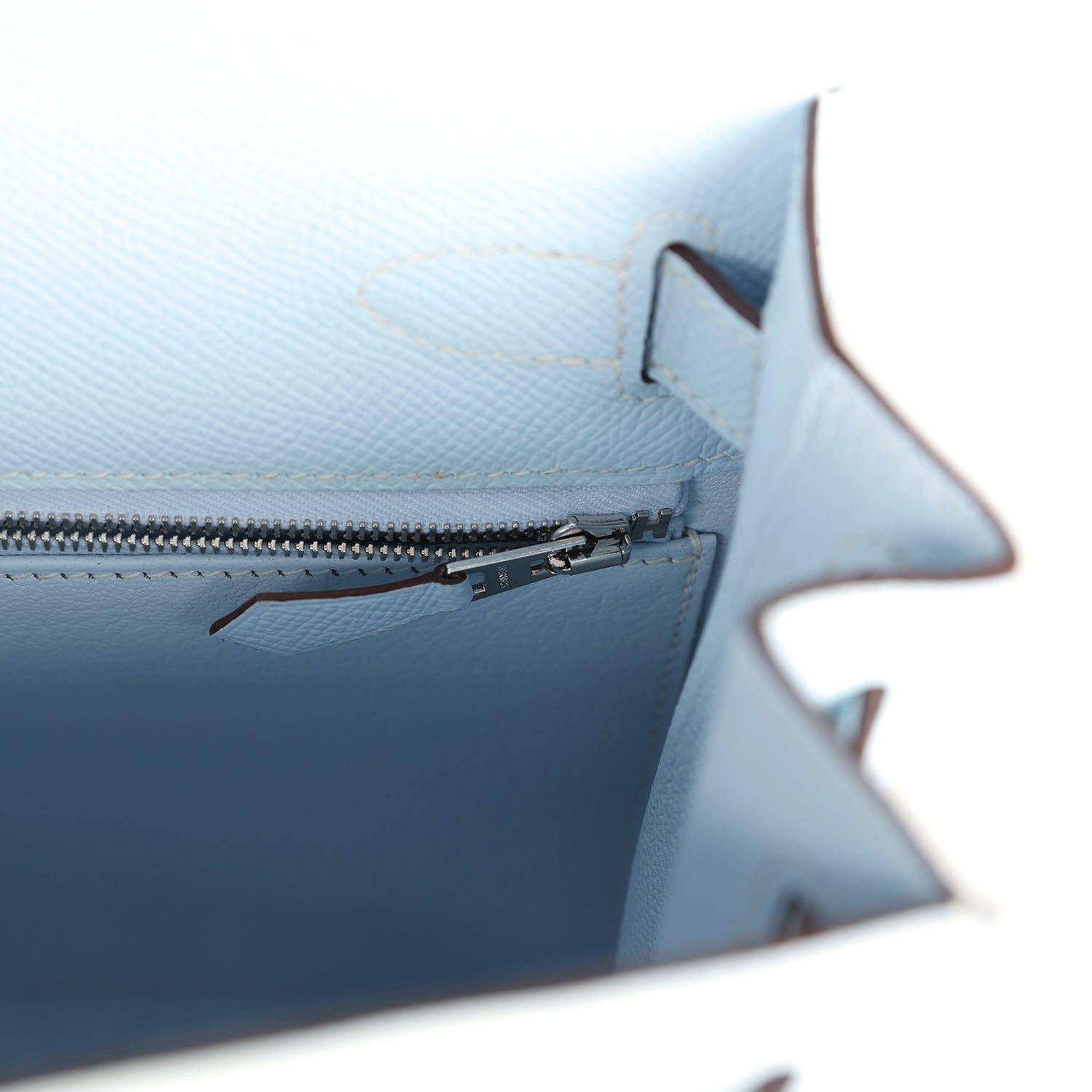 Hermes Kelly Sellier 28 Bleu Brume Epsom Palladium Hardware - Exclusu