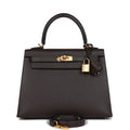 Hermes Kelly Sellier 25 Ebene Epsom Gold Hardware - Exclusu