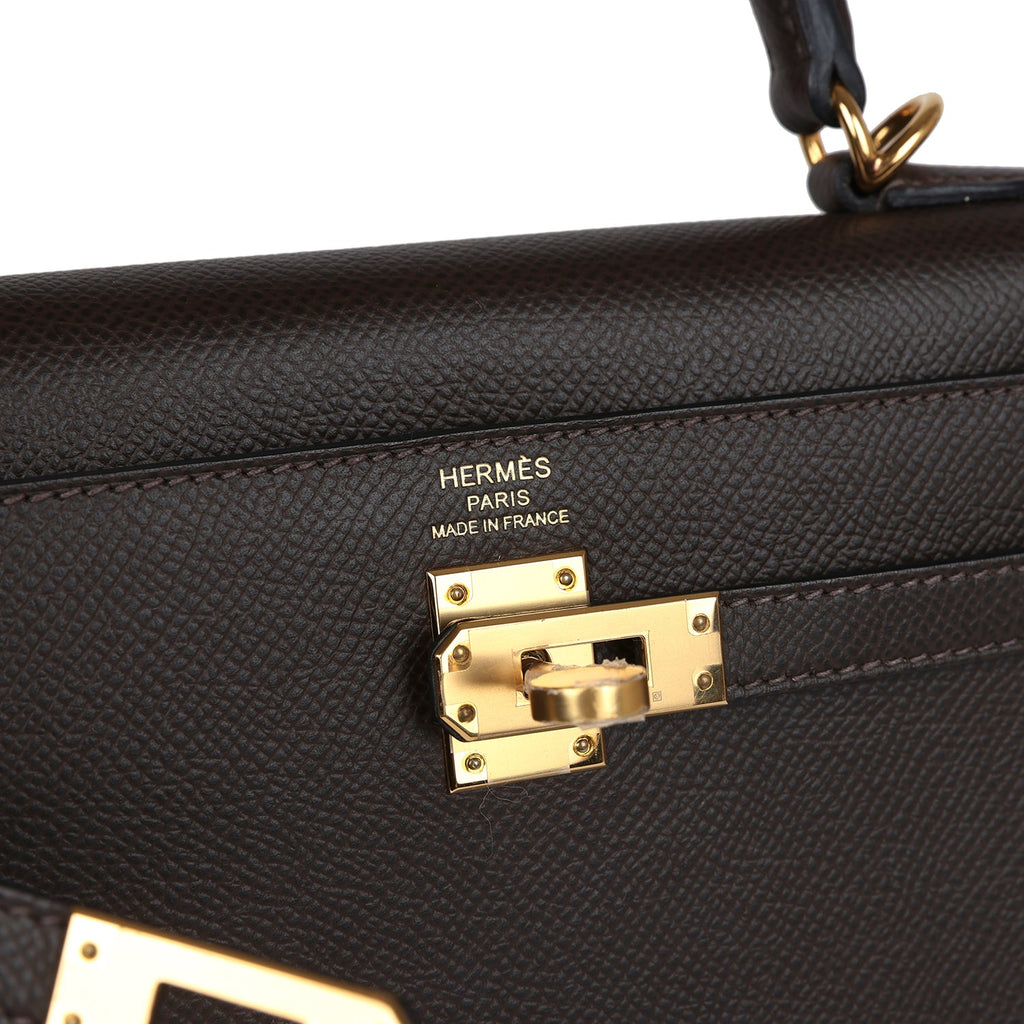 Hermes Kelly Sellier 25 Ebene Epsom Gold Hardware - Exclusu