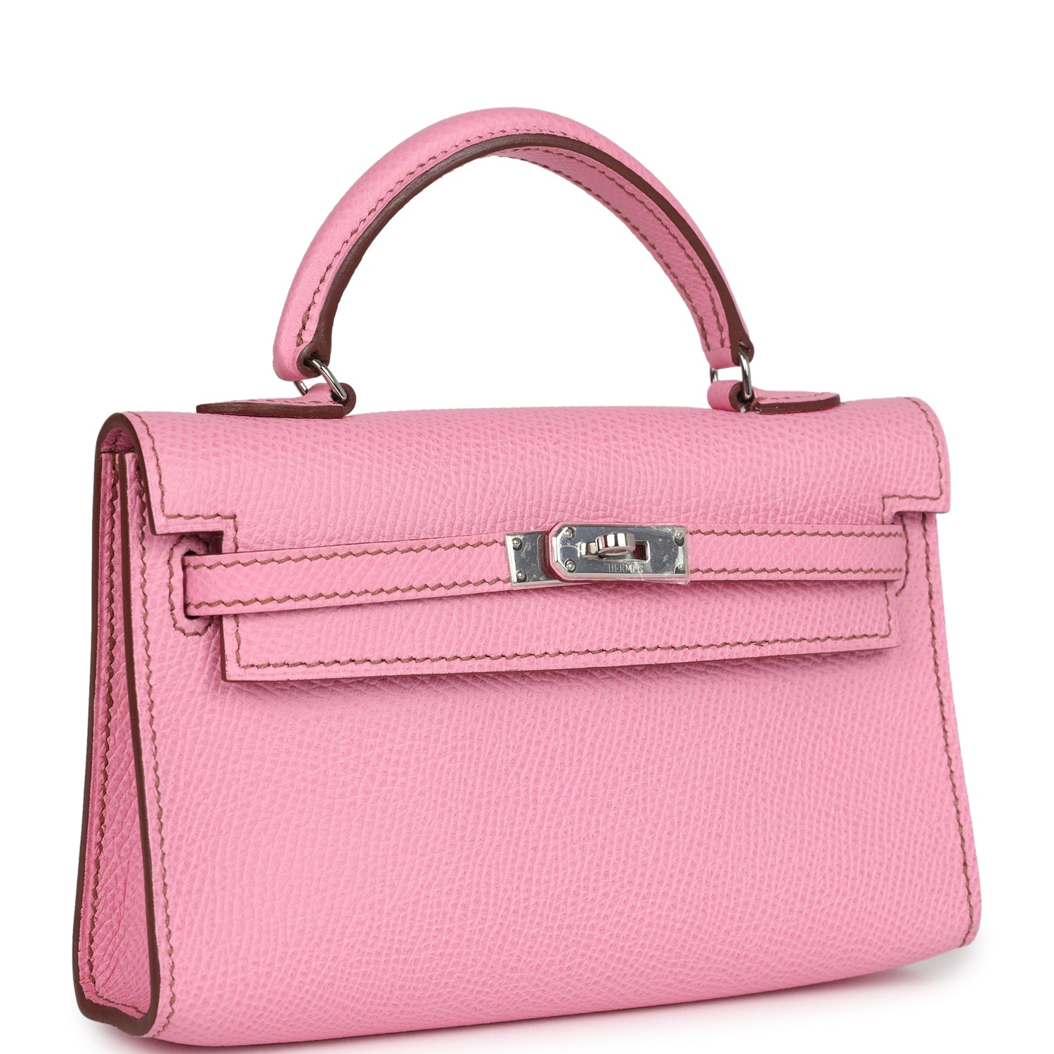 Hermes Micro Kelly 15 Bubblegum Epsom Palladium Hardware - Exclusu