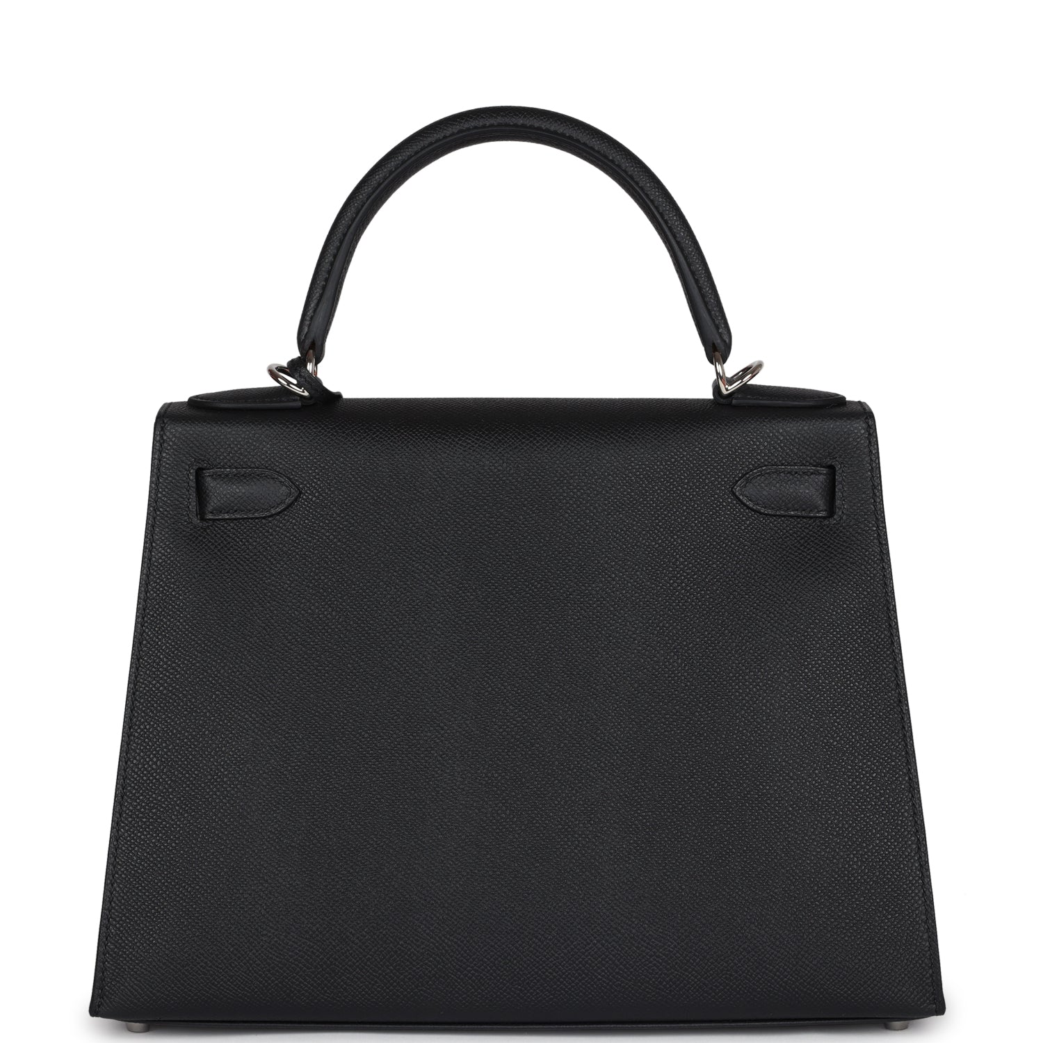 Hermes Kelly Sellier 28 Black Epsom Palladium Hardware - Exclusu