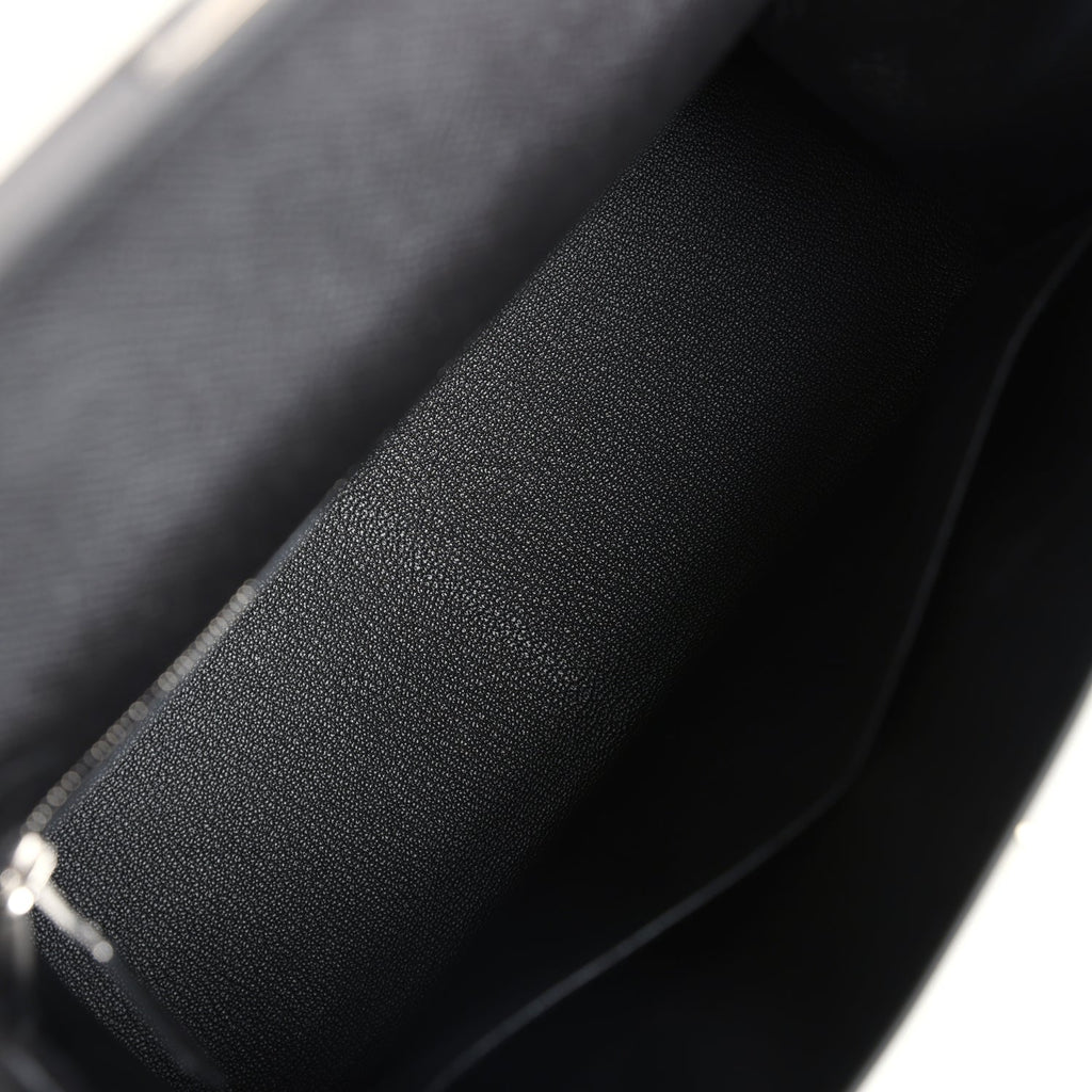Hermes Kelly Sellier 28 Black Epsom Palladium Hardware - Exclusu