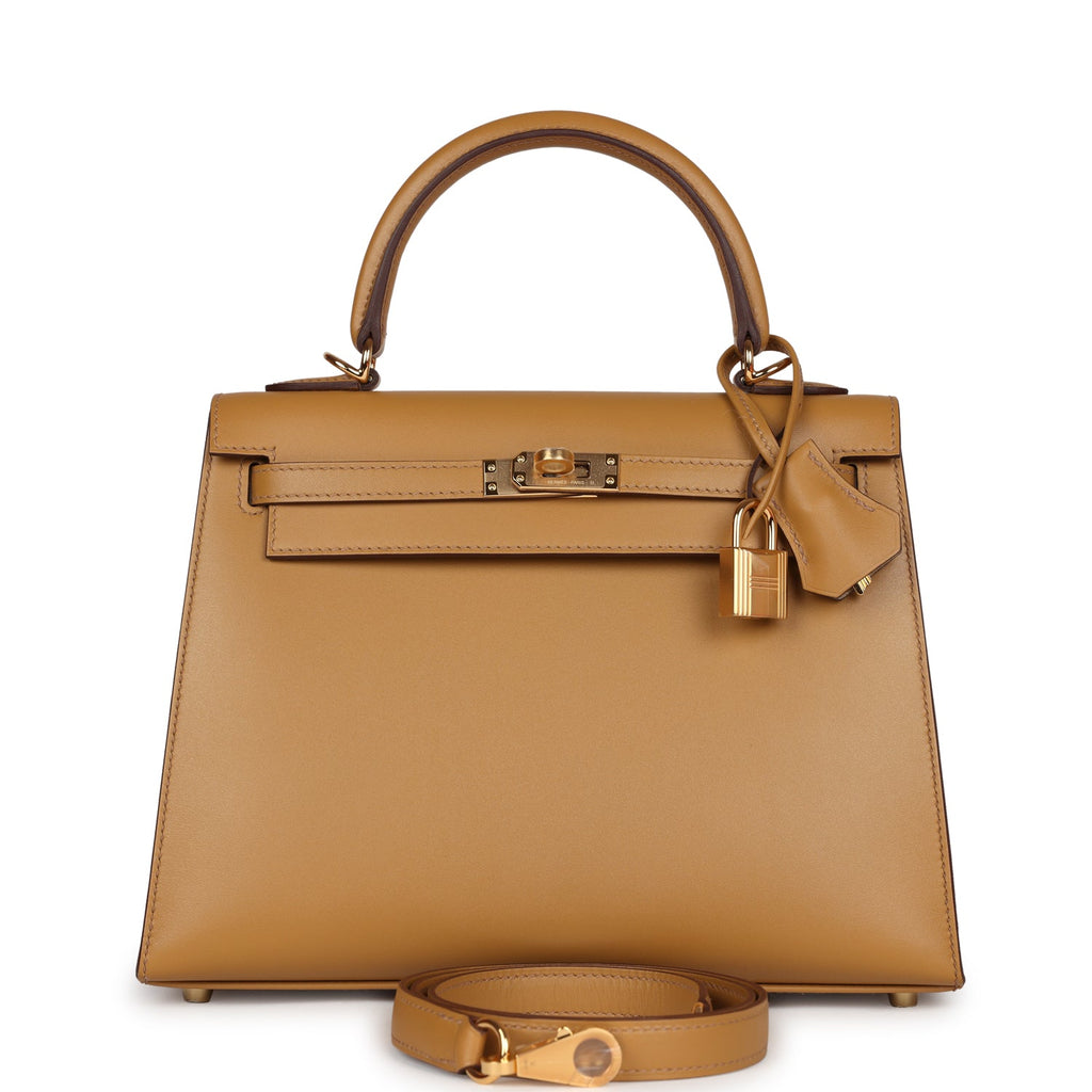 Hermes Kelly Sellier 25 Poussière Tadelakt Gold Hardware - Exclusu