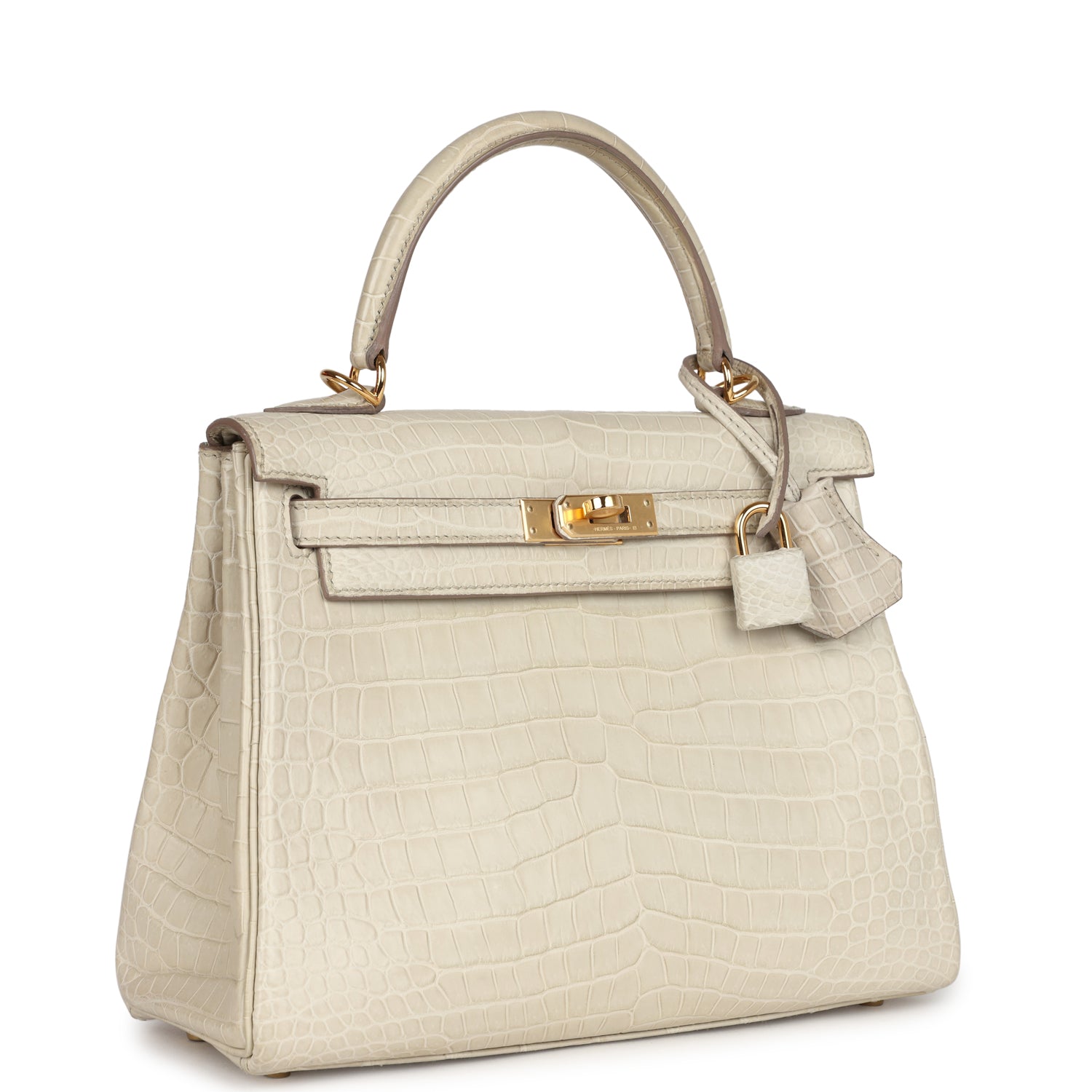 Hermes Kelly Retourne 25 Beton Matte Alligator Gold Hardware - Exclusu