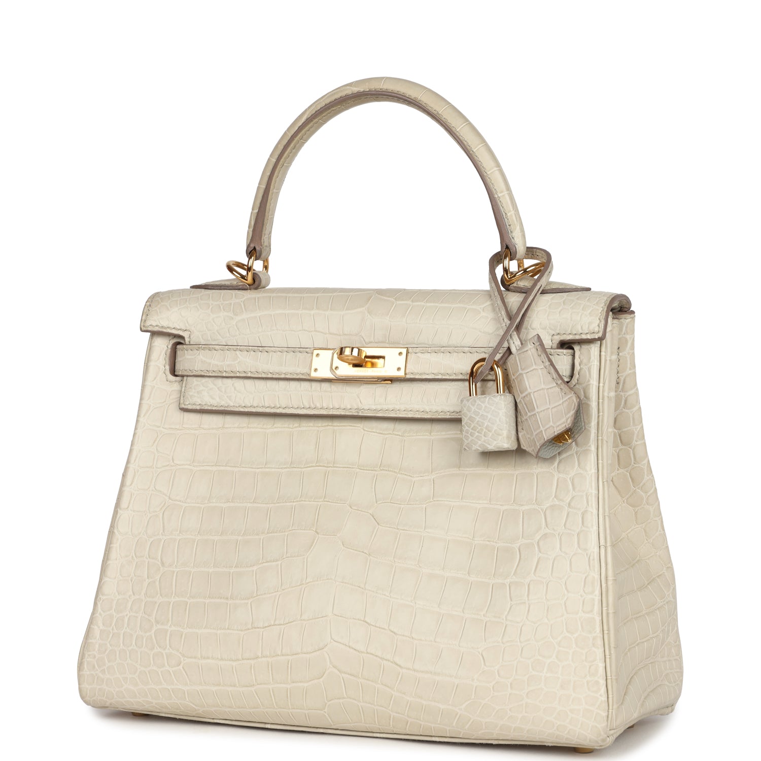 Hermes Kelly Retourne 25 Beton Matte Alligator Gold Hardware - Exclusu