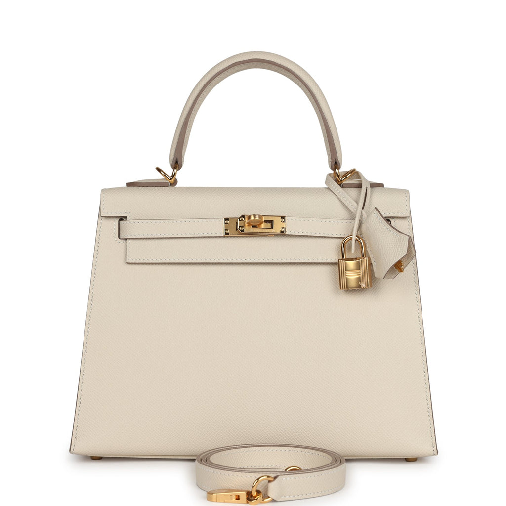 Hermes Kelly Sellier 25 Craie Epsom Gold Hardware - Exclusu