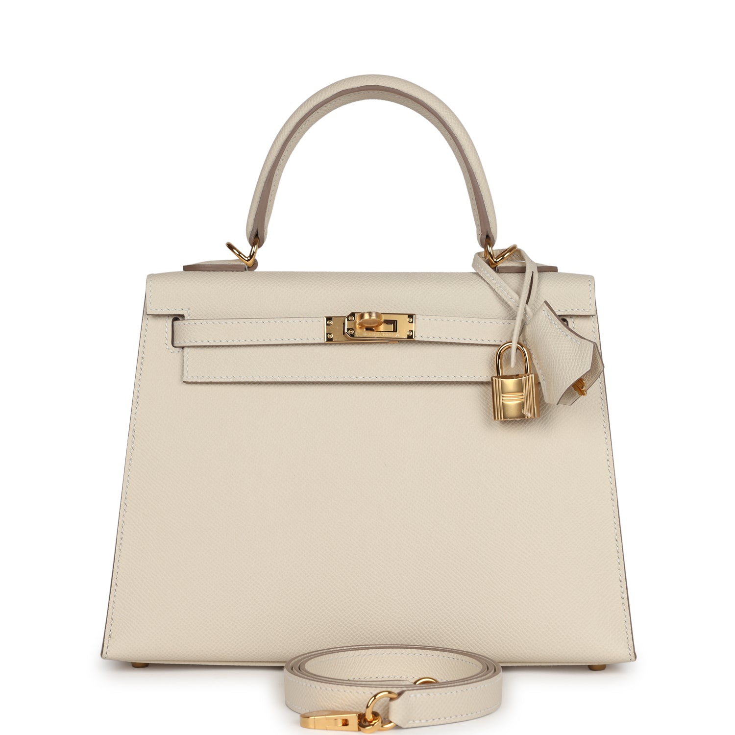 Hermes Kelly Sellier 25 Craie Epsom Gold Hardware - Exclusu