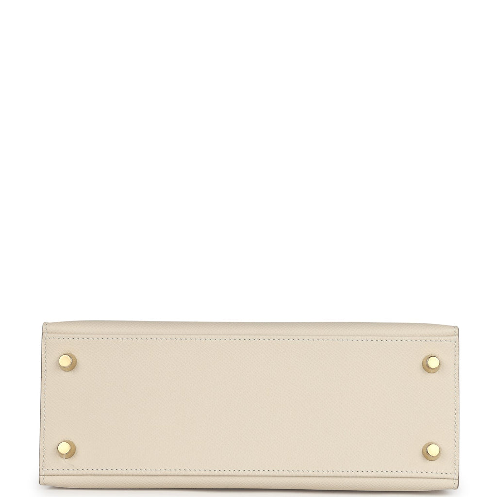 Hermes Kelly Sellier 25 Craie Epsom Gold Hardware - Exclusu
