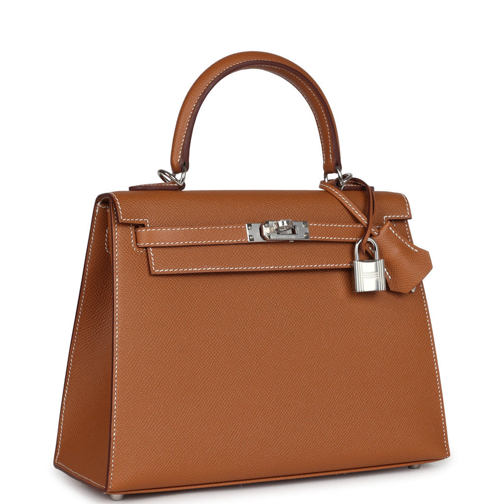 Hermes Kelly Sellier 25 Gold Epsom Palladium Hardware - Exclusu
