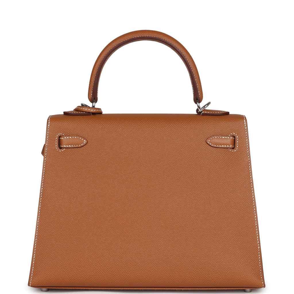 Hermes Kelly Sellier 25 Gold Epsom Palladium Hardware - Exclusu