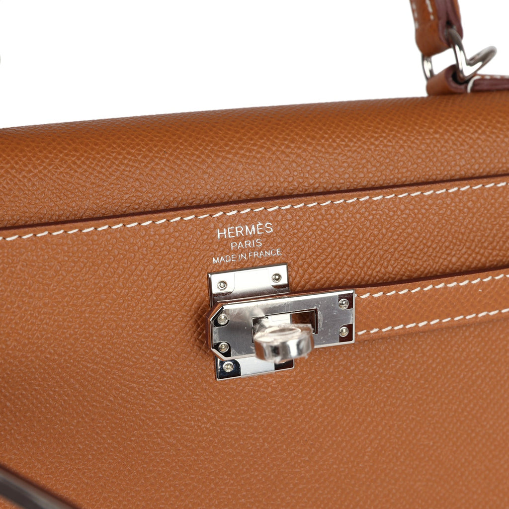Hermes Kelly Sellier 25 Gold Epsom Palladium Hardware - Exclusu