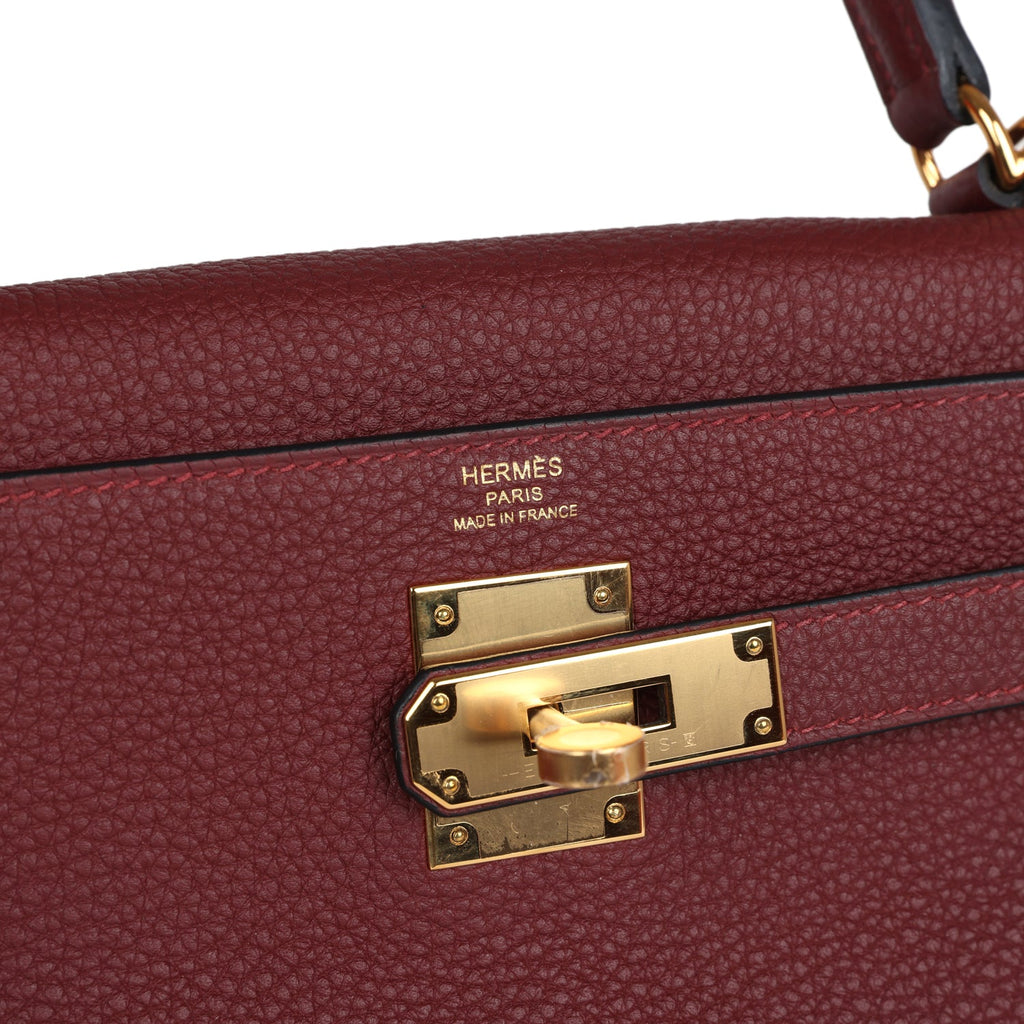 Hermes Kelly Retourne 28 Rouge H Togo Gold Hardware - Exclusu