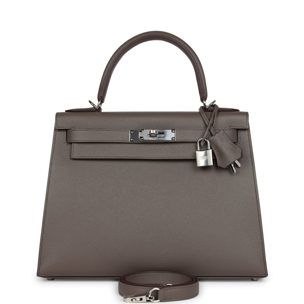 Hermes Kelly Sellier 28 Etain Epsom Palladium Hardware - Exclusu