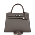 Hermes Kelly Sellier 28 Etain Epsom Palladium Hardware - Exclusu