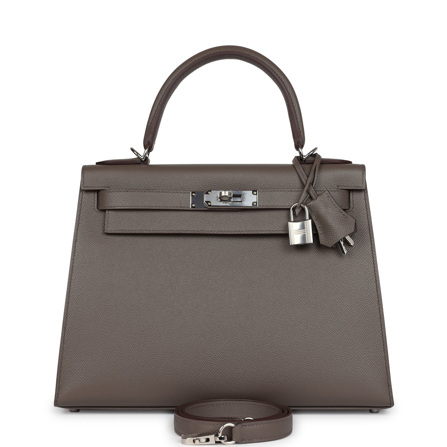 Hermes Kelly Sellier 28 Etain Epsom Palladium Hardware - Exclusu