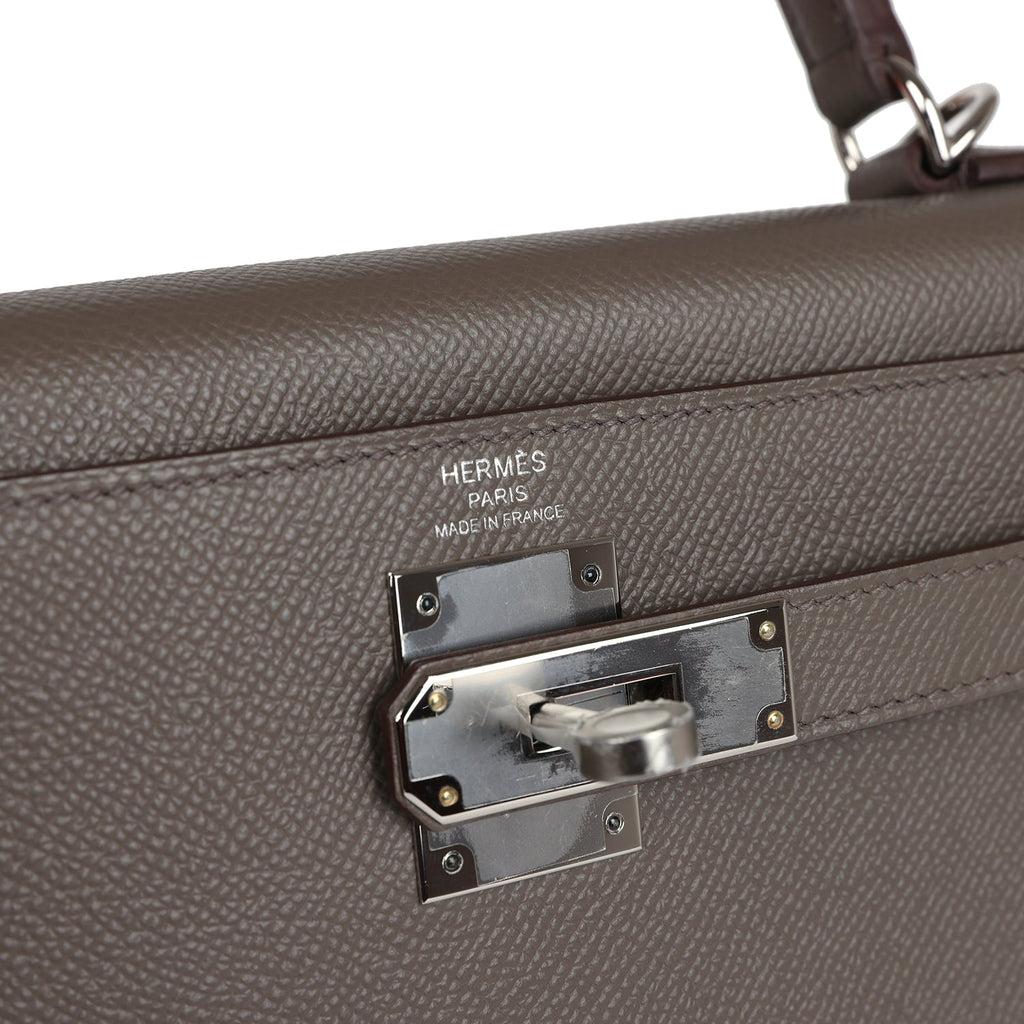 Hermes Kelly Sellier 28 Etain Epsom Palladium Hardware - Exclusu