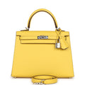 Hermes Kelly Sellier 25 Jaune De Naples Epsom Palladium Hardware - Exclusu
