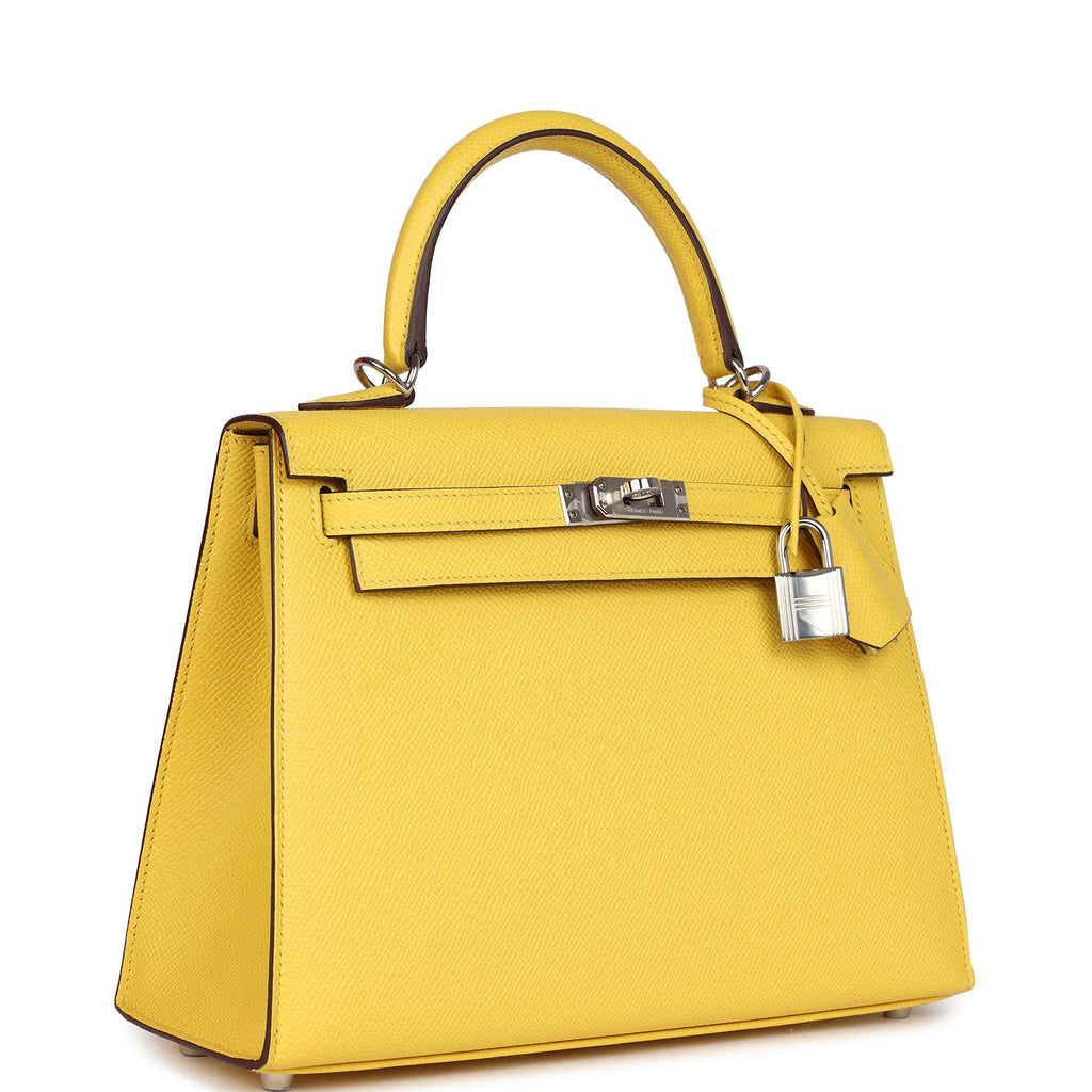 Hermes Kelly Sellier 25 Jaune De Naples Epsom Palladium Hardware - Exclusu
