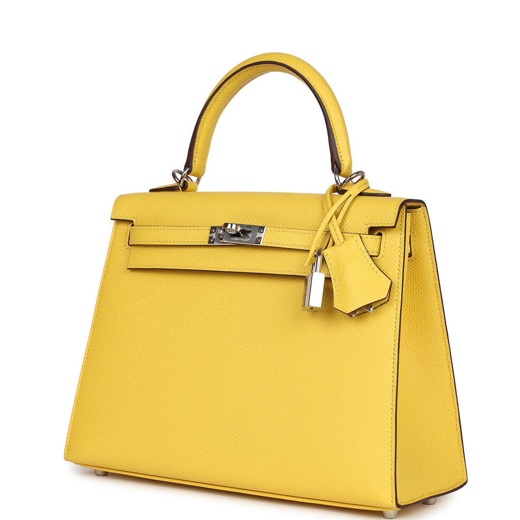 Hermes Kelly Sellier 25 Jaune De Naples Epsom Palladium Hardware - Exclusu