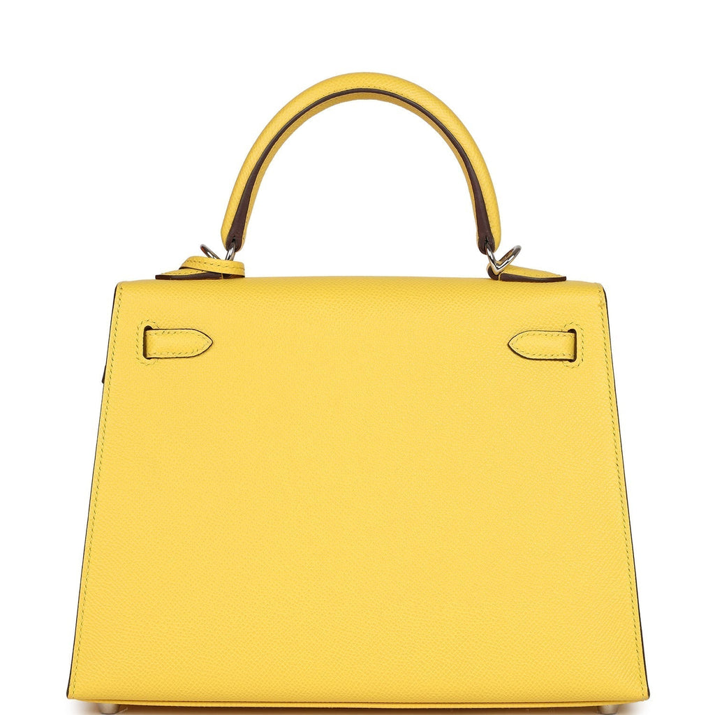 Hermes Kelly Sellier 25 Jaune De Naples Epsom Palladium Hardware - Exclusu