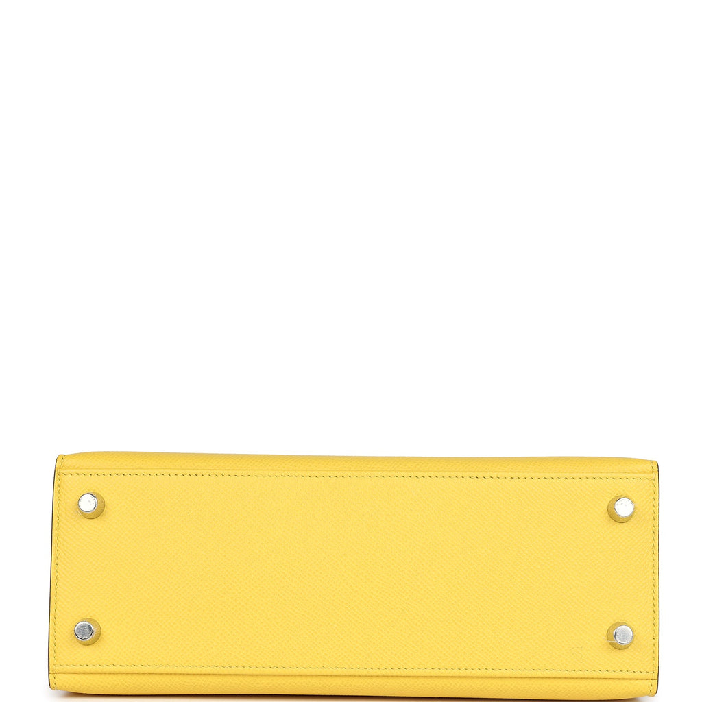Hermes Kelly Sellier 25 Jaune De Naples Epsom Palladium Hardware - Exclusu