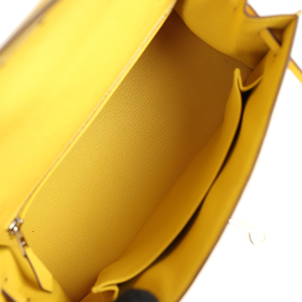 Hermes Kelly Sellier 25 Jaune De Naples Epsom Palladium Hardware - Exclusu