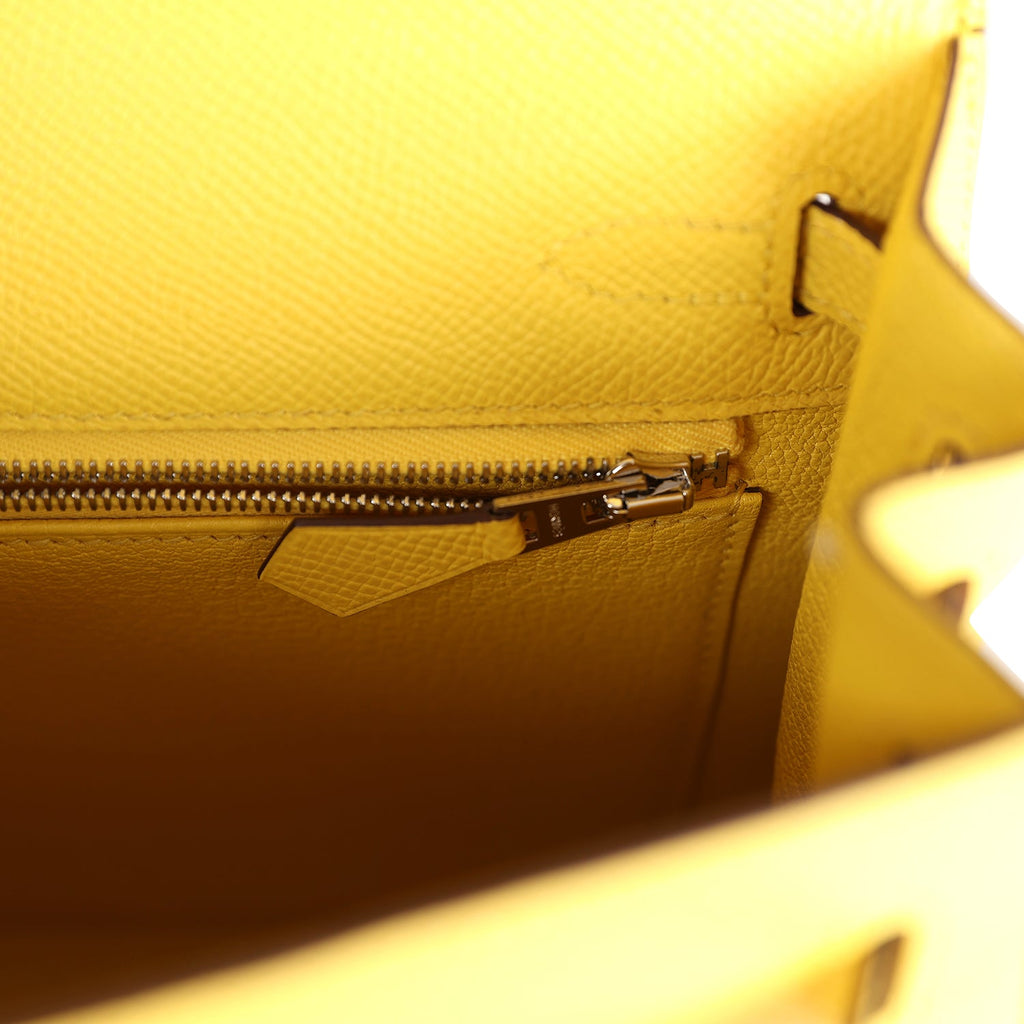 Hermes Kelly Sellier 25 Jaune De Naples Epsom Palladium Hardware - Exclusu