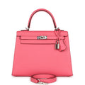 Hermes Kelly Sellier 25 Rose Azalee Epsom Palladium Hardware - Exclusu