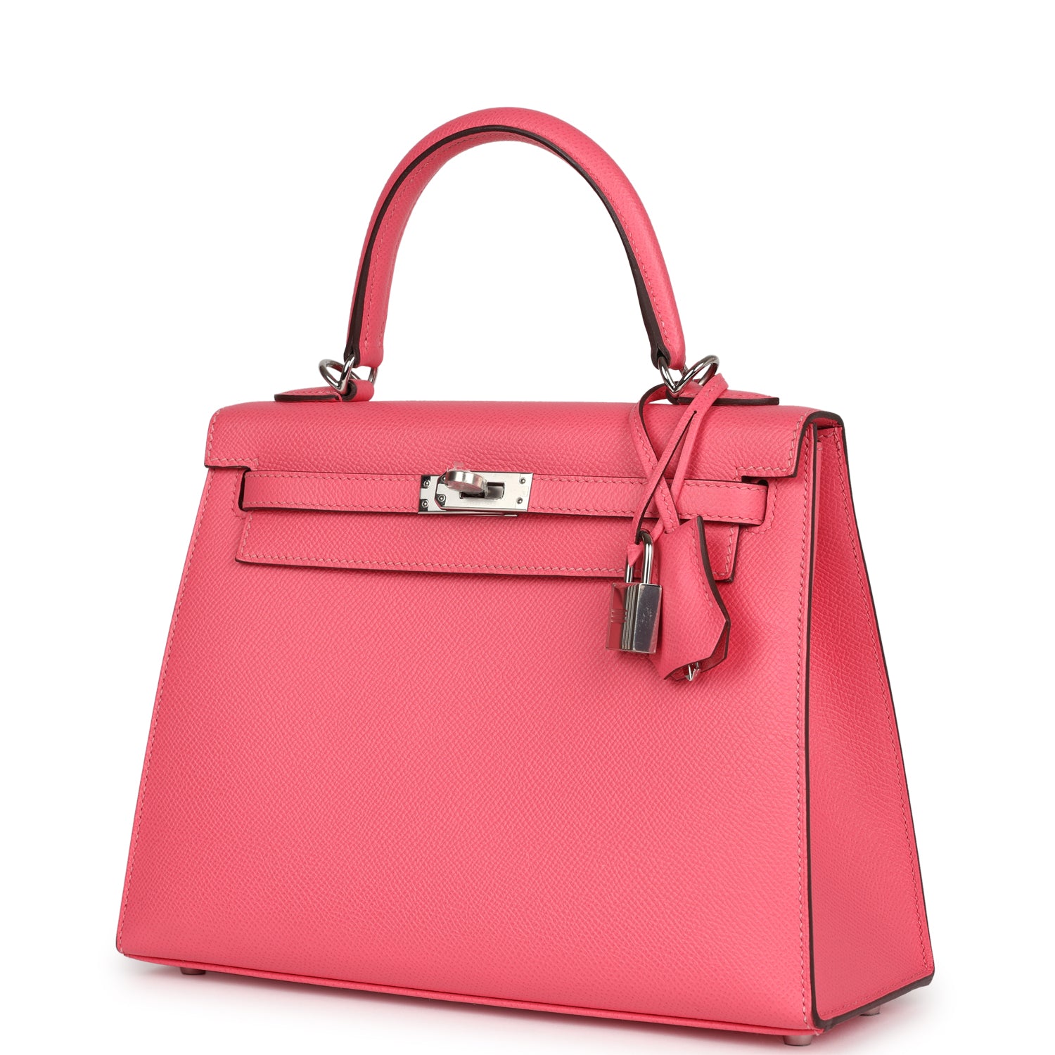 Hermes Kelly Sellier 25 Rose Azalee Epsom Palladium Hardware - Exclusu