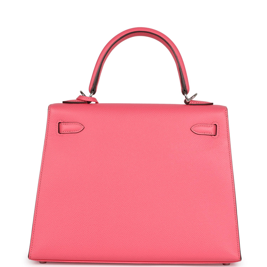 Hermes Kelly Sellier 25 Rose Azalee Epsom Palladium Hardware - Exclusu