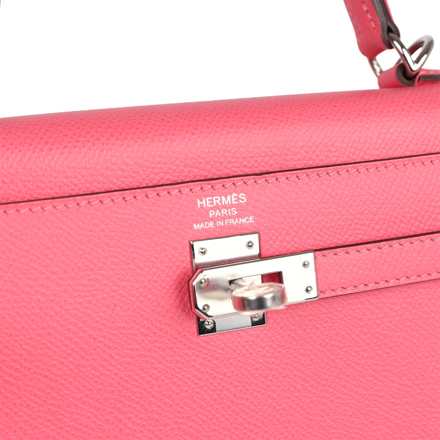 Hermes Kelly Sellier 25 Rose Azalee Epsom Palladium Hardware - Exclusu