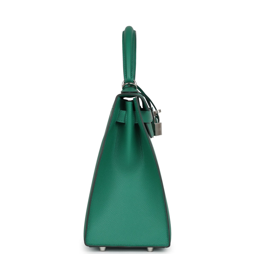 Hermes Kelly Sellier 28 Vert Vertigo Epsom Palladium Hardware - Exclusu