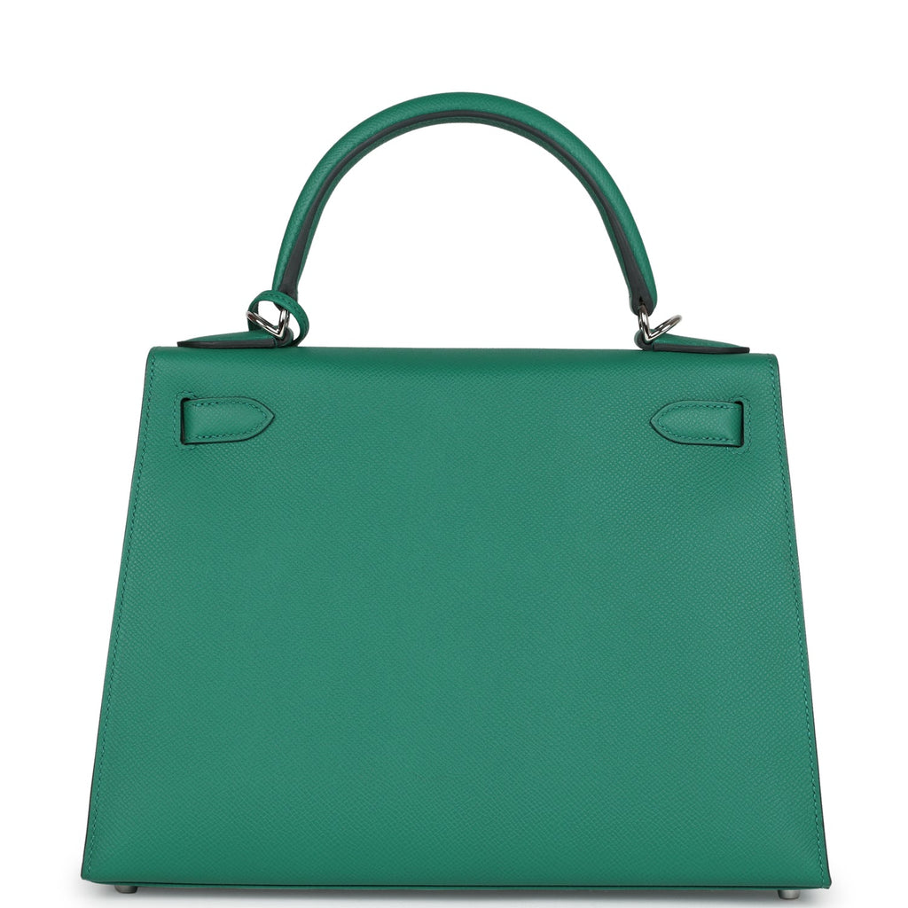 Hermes Kelly Sellier 28 Vert Vertigo Epsom Palladium Hardware - Exclusu