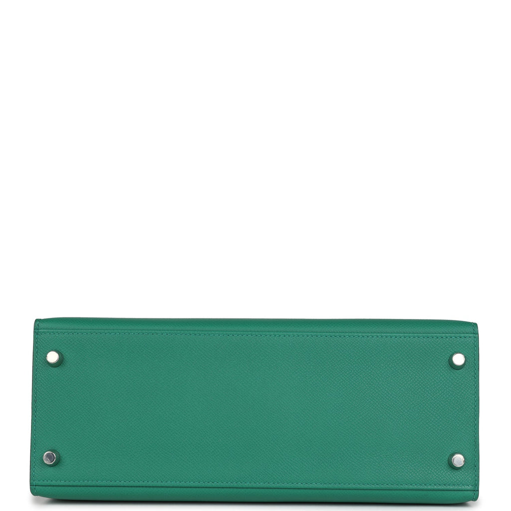 Hermes Kelly Sellier 28 Vert Vertigo Epsom Palladium Hardware - Exclusu