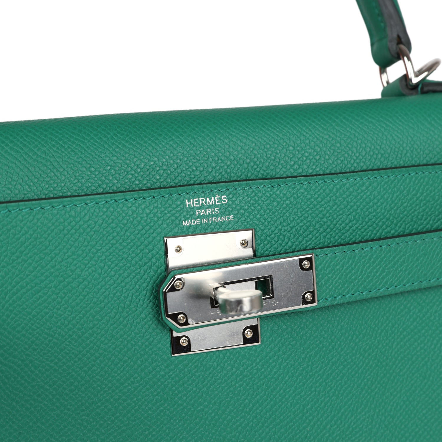 Hermes Kelly Sellier 28 Vert Vertigo Epsom Palladium Hardware - Exclusu