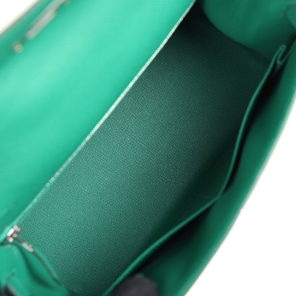 Hermes Kelly Sellier 28 Vert Vertigo Epsom Palladium Hardware - Exclusu