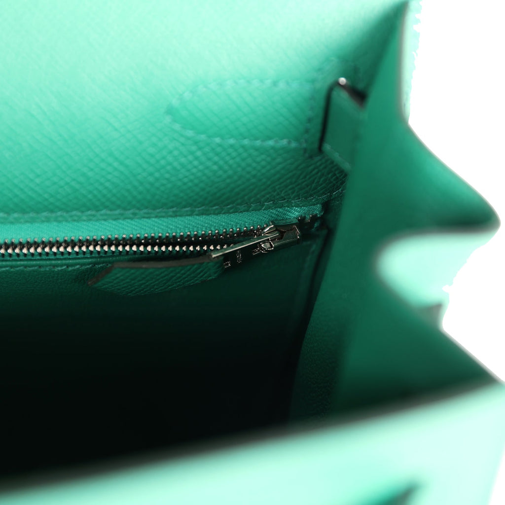 Hermes Kelly Sellier 28 Vert Vertigo Epsom Palladium Hardware - Exclusu