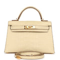 Hermes Kelly Sellier 20 Vanille Matte Alligator Gold Hardware - Exclusu