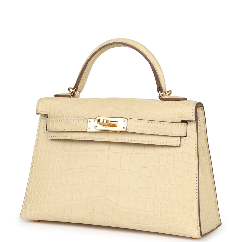 Hermes Kelly Sellier 20 Vanille Matte Alligator Gold Hardware - Exclusu