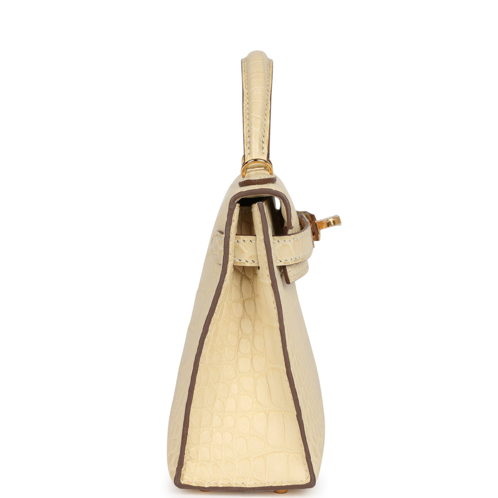 Hermes Kelly Sellier 20 Vanille Matte Alligator Gold Hardware - Exclusu
