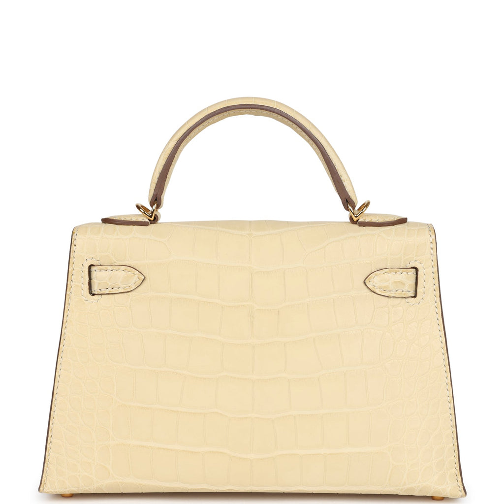 Hermes Kelly Sellier 20 Vanille Matte Alligator Gold Hardware - Exclusu