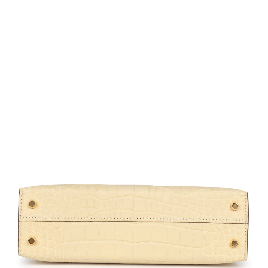 Hermes Kelly Sellier 20 Vanille Matte Alligator Gold Hardware - Exclusu